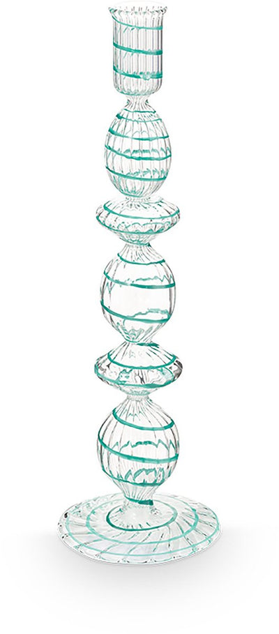 Pip Studio – Kerzenständer – Wohnaccessoires – hellblauer Kerzenhalter – Glaswirbel – 28 cm