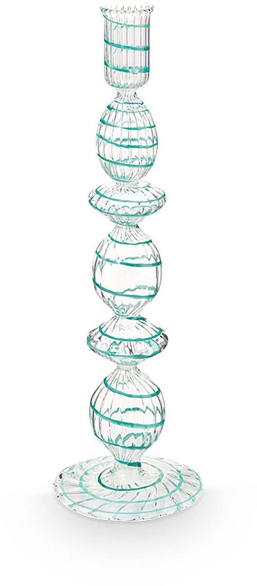 Pip Studio – Kerzenständer – Wohnaccessoires – hellblauer Kerzenhalter – Glaswirbel – 28 cm