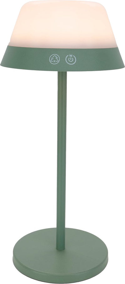 Eglo Meggiano Tischleuchte – Touchdimmer – kabellos – 32 cm – grünweiß – verstellbares RGB-Weißlicht – wiederaufladbar – außen und innen