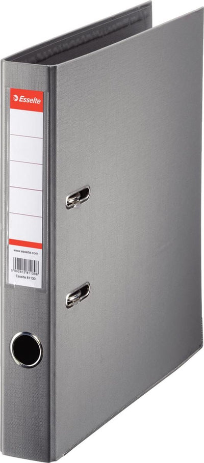 Esselte No.1 Power Plastic A4-Ordner mit Etikettenhalter – 2-Ring – Rückenbreite 50 mm – Kapazität 350 Blatt – Grau