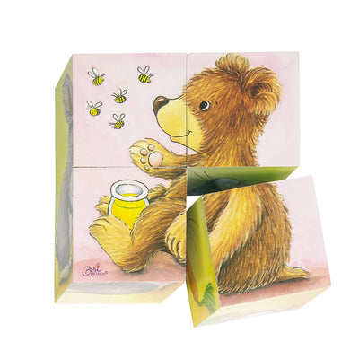Goki Holzblock -Puzzle Babytiere
