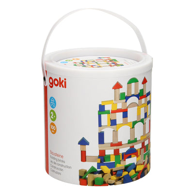Goki -Holzbausteine ​​in Tonnenfarbe, 100dlg.