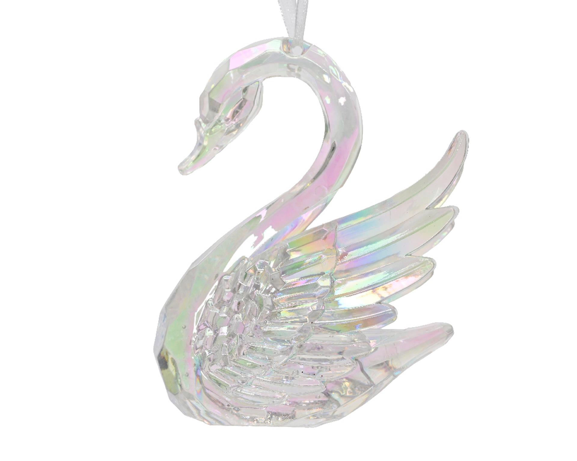Decoris Weihnachtsanhänger Schwan irisierend 10cm