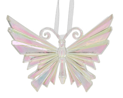Decoris Weihnachtsanhänger Schmetterling aus Kunststoff irisierend