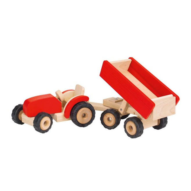 Goki -Holztraktor mit Anhänger