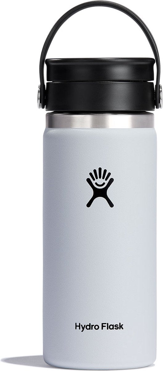 Hydro Flask Kaffeetasse mit breitem flexiblem Trinkdeckel (473 ml) – weiß