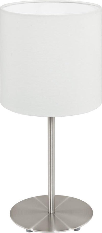 Eglo Pasteri Tischlampe – E14 – 1 Licht – ø14 cm – Stoff – Grau, Weiß