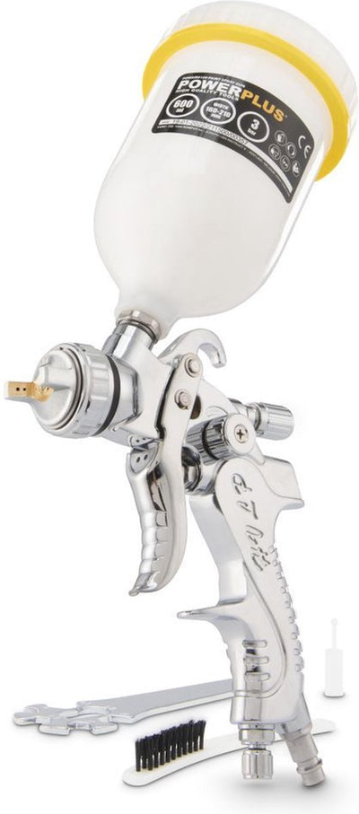 Powerplus powair0109 pneumatische Lackierpistole – Farbspritzgerät – max. Druck: 3 bar – 600 ml oberer Becher – Sprühbreite 160–210 mm – HVLP-System