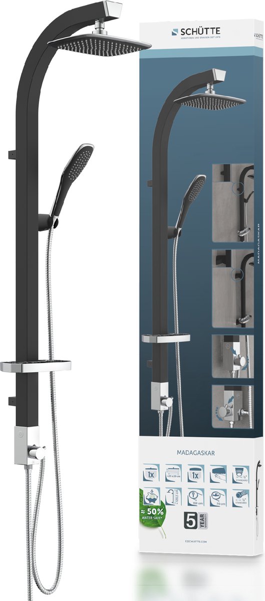 Schütte Schütte Regendusch Set Madagaskar Schwarzchromfarben