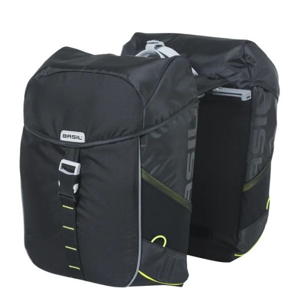 Basilikum Doppelfahrradbeutel Meilen 34 Liter 13 x 26 x 35 cm (2x) schwarzer Kalk