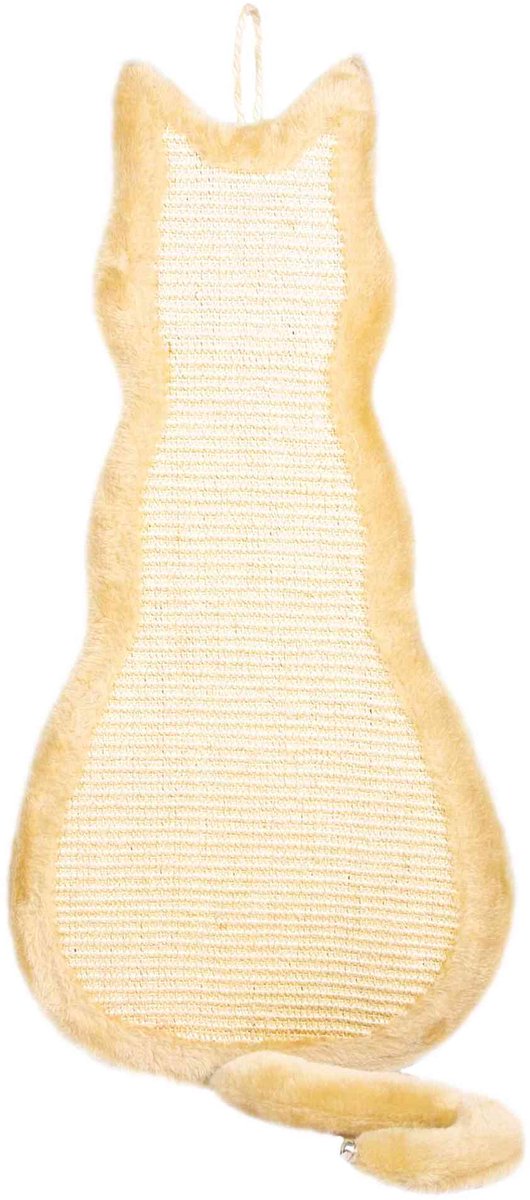 Trixie Kratzbrett Katze – Beige 35x69 cm – Sisal, Plüsch, mit Glöckchen