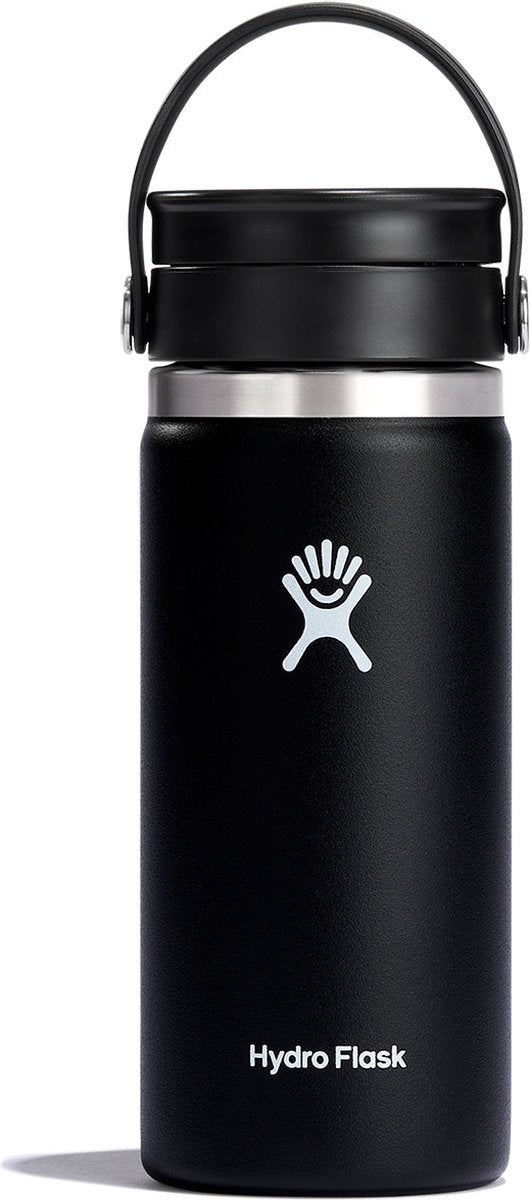 Hydro Flask Kaffeetasse mit breitem flexiblem Trinkdeckel (473 ml) – Schwarz