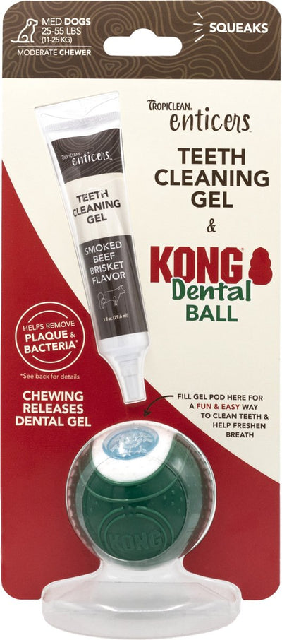 Tropiclean-Entlocker – Zahngel für Hunde – mit Kong-Dentalball – Rind – mittelgroße Hunde – 30 ml