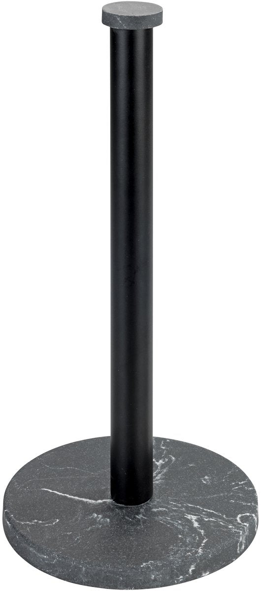 Markenloser Sans-Marque-Küchenrollenhalter in Marmoroptik, schwarz, 15–32 cm, stehend, aus Metall und Kunststoff