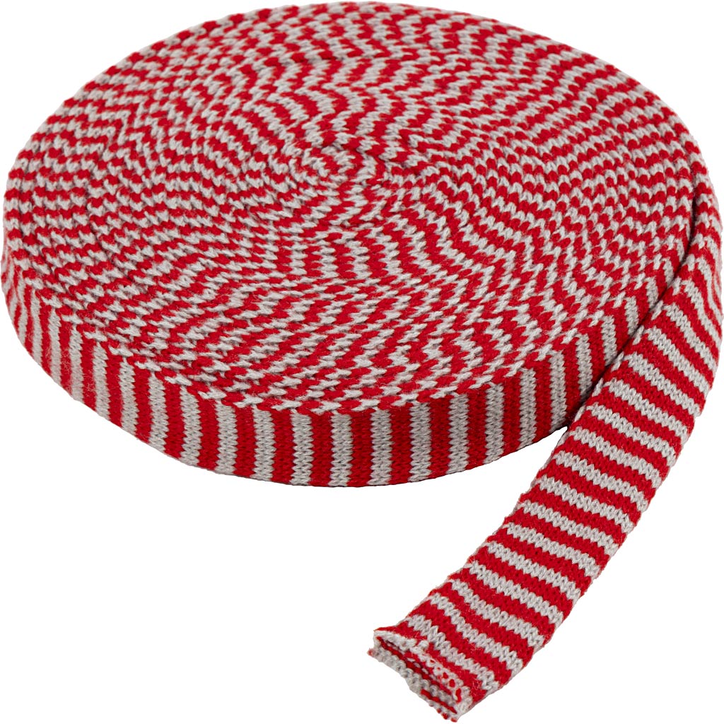 Creativ Company Rundstrickschlauch, B: 30 mm, Weihnachtsrotgrau, 10 m 1 Rolle