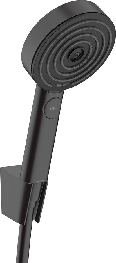 Hansgrohe Pulsify Select S - Set aus Duschkopf, Halterung und Schlauch, 3 Strahlarten, Ecosmart, Mattschwarz 24306670