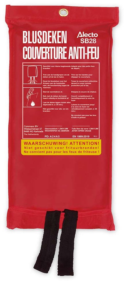 Alecto SB28 – Feuerlöschdecke 120 x 180 cm – entspricht der europäischen Norm EN1869 – einfach aufzuhängen