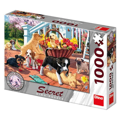 Dinotoys Dino-Puzzle spielender Hunde mit 14 versteckten Geheimnissen – 1000 Teile