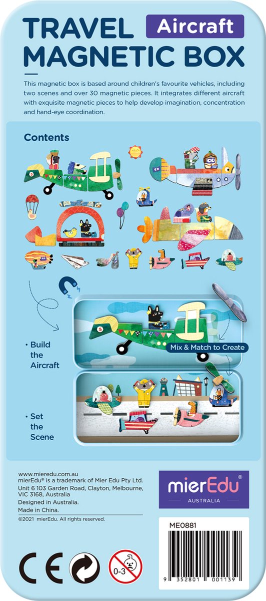 Mieredu magnetische Puzzle-Box – Flugzeuge – enthält 2 Szenen – mehr als 30 Magnete – 3 Jahre