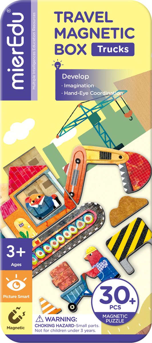 Mieredu magnetische Puzzle-Box – Lastwagen – enthält 2 Szenen – mehr als 30 Magnete – 3 Jahre