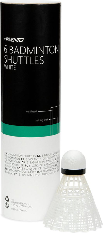 Avento 6 Badminton-Shuttles – Nylon-Kork-Oberseite – Weiß