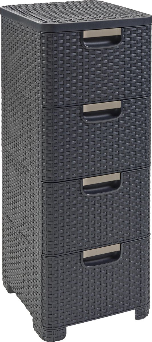 Schubladensystem im Curver-Stil – 4 x 14 l – Anthrazit