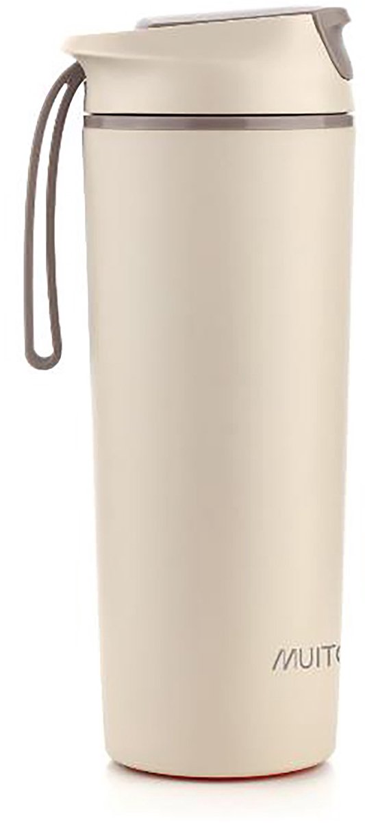 Muitomas Wasserflasche fällt nie herunter – Anti-Fall-Saugnapfsystem – rutschfester Griff – Thermokonstruktion – 450 ml – Weiß
