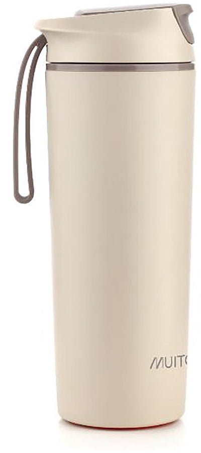 Muitomas Wasserflasche fällt nie herunter – Anti-Fall-Saugnapfsystem – rutschfester Griff – Thermokonstruktion – 450 ml – Weiß