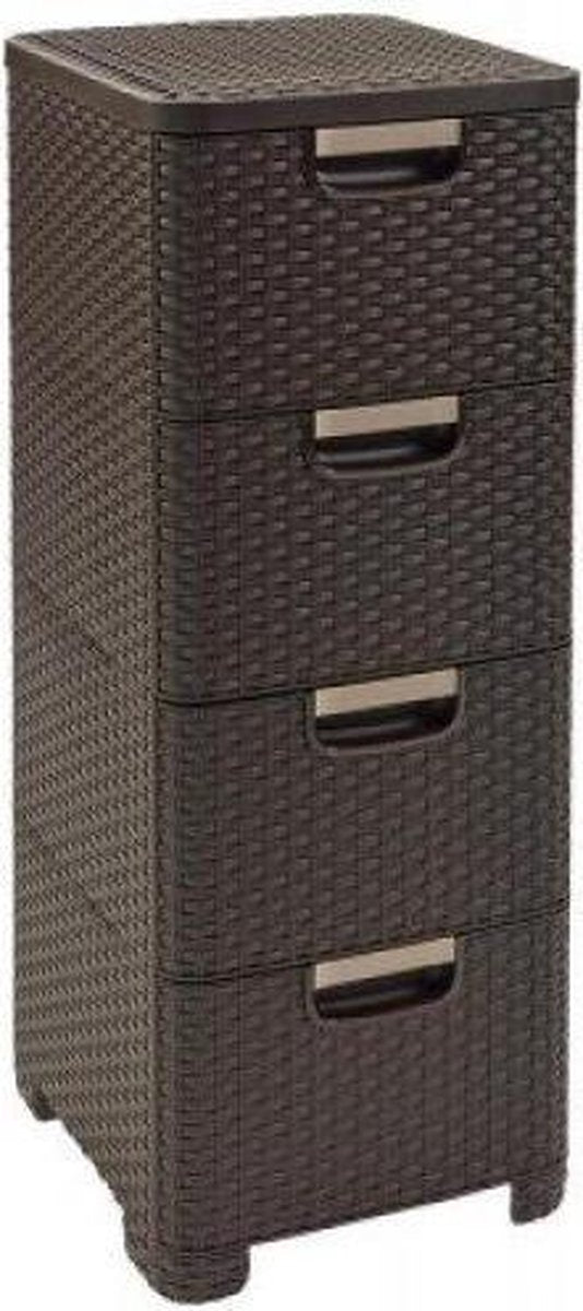 Schubladensystem im Curver-Stil – 4 x 14 l – braun