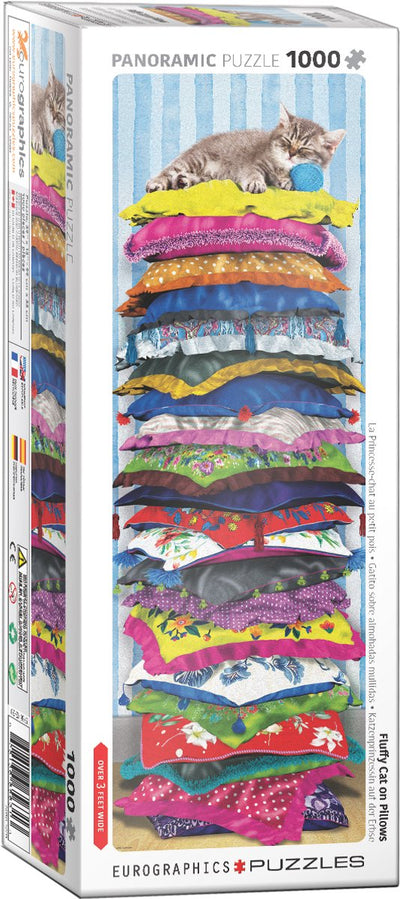Eurographics – Flauschige Katze auf Kissen [flauschiges Kätzchen auf Kissen] – 1000 Teile 32×96 cm (B×H) – Panorama-Puzzle