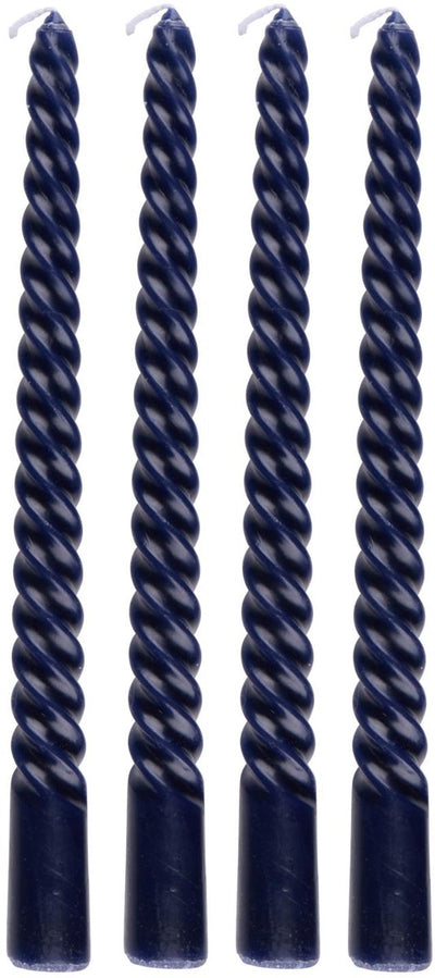 Arti Casa gedrehte Tafelkerzen 4er-Set – blaue Kerzen 25 cm mit 5 Stunden Brenndauer – gedrehte Tafelkerzen für Kerzenständer und Dekoration – ø2 x 25 cm