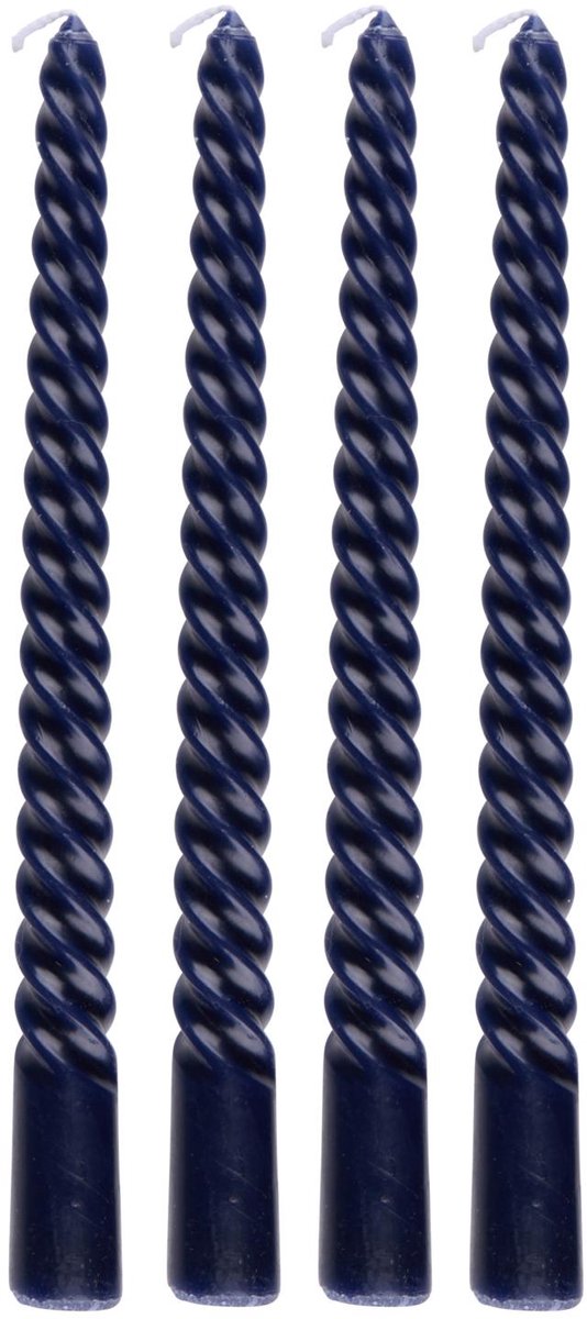 Arti Casa gedrehte Tafelkerzen 4er-Set – blaue Kerzen 25 cm mit 5 Stunden Brenndauer – gedrehte Tafelkerzen für Kerzenständer und Dekoration – ø2 x 25 cm