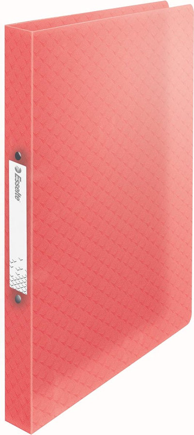 Esselte Colour'breeze 2-Ring-A4-Ringbuch mit Softcover für 140 Blatt – Rückenbreite 25 Millimeter – Koralle – 1 Stück