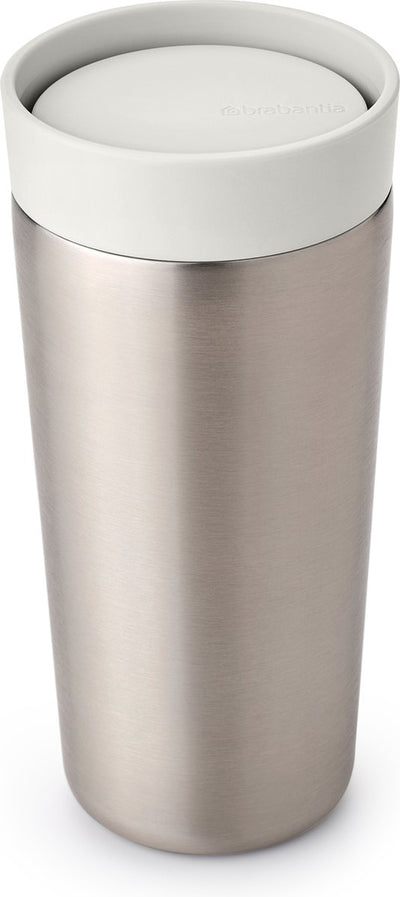 Brabantia Make Take Thermosbecher – Kaffeebecher zum Mitnehmen – 360 ml – Hellgrau