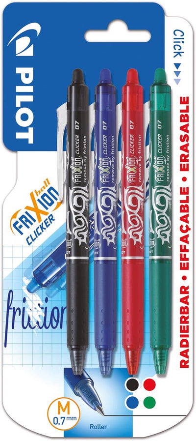 Pilot einziehbarer Roller-Friktionsball-Clicker | mittlerer Punkt | 0 | 7mm | Blister mit 4 Stück