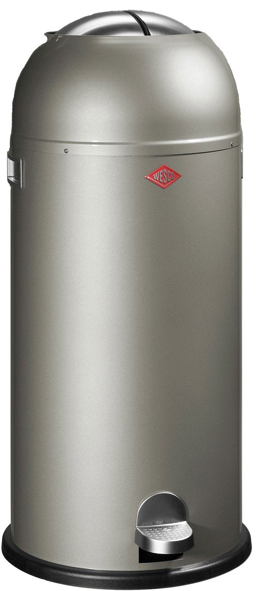 Wesco Kickmaster Maxi-Abfallbehälter | Treteimer | 40 Liter | Metall - Neusilber | Mülleimer - hergestellt in Deutschland