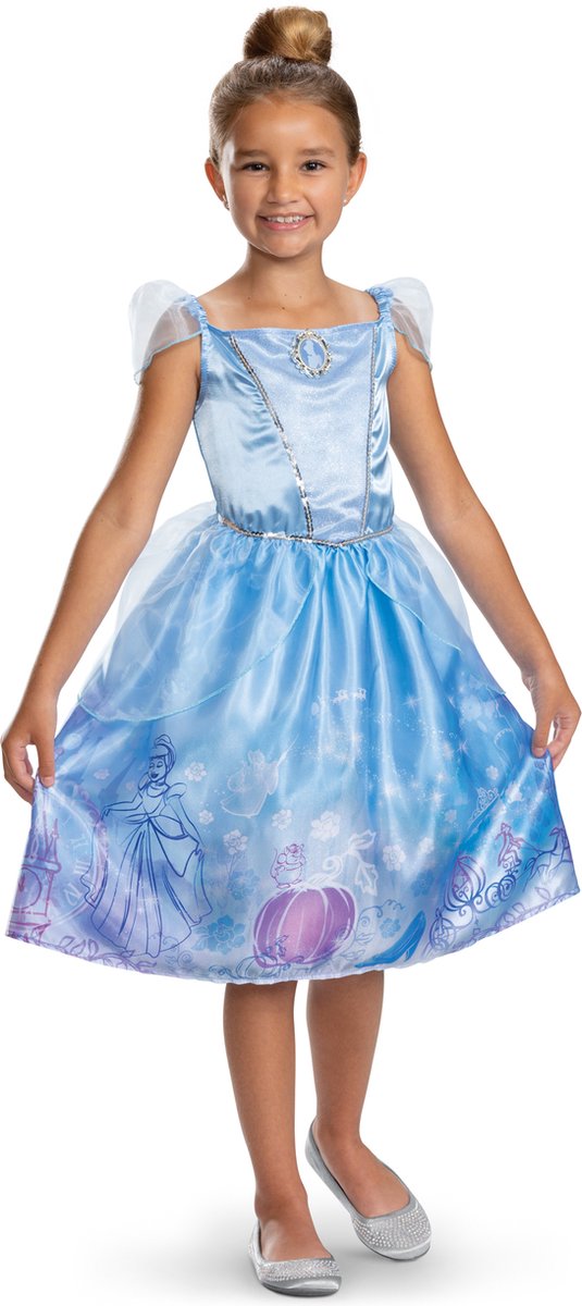 Disney-Prinzessin-Verkleidung – Aschenputtel, klassisches Aschenputtel-Kleid, Größe M (7–8 Jahre), Mädchen