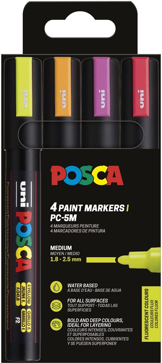 Posca Lackmarker uni pc5m m fluor 4St. sortiert