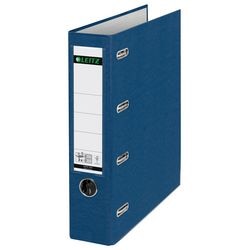 Bankordner, Leitz-Karton, A4, Rückenbreite 74 mm, blaues Etikett, Griffloch, Kantenschutz