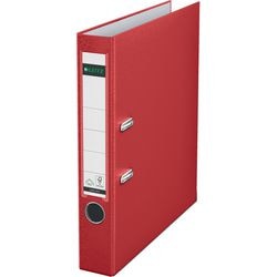 Ordner Leitz 1015, Kunststoff, Breite 5,2 cm, rote Einlage, Etikett, Griffloch