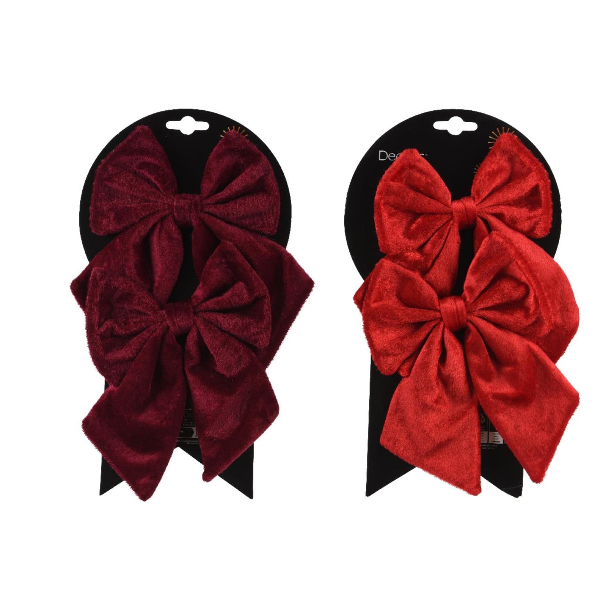 Decoris Schleife rot burgunderrot 2er Set 14x17cm