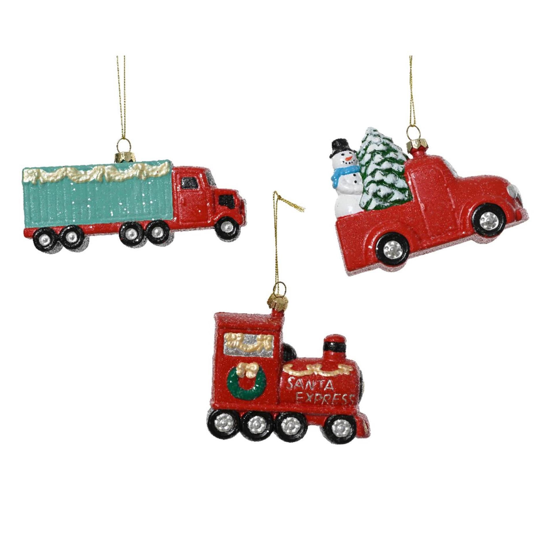 Decoris Weihnachtsanhänger Fahrzeug 14x6,5x11cm