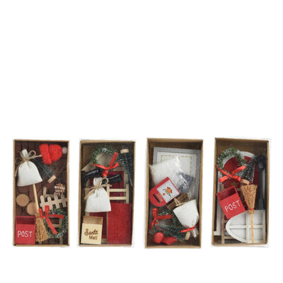 Decoris Weihnachtsdorf-Zubehör-Set aus Holz, 15 x 6 x 24 cm