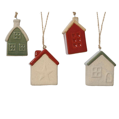 Decoris Weihnachtsanhänger Haus Porzellan 3x5,7x7,2cm