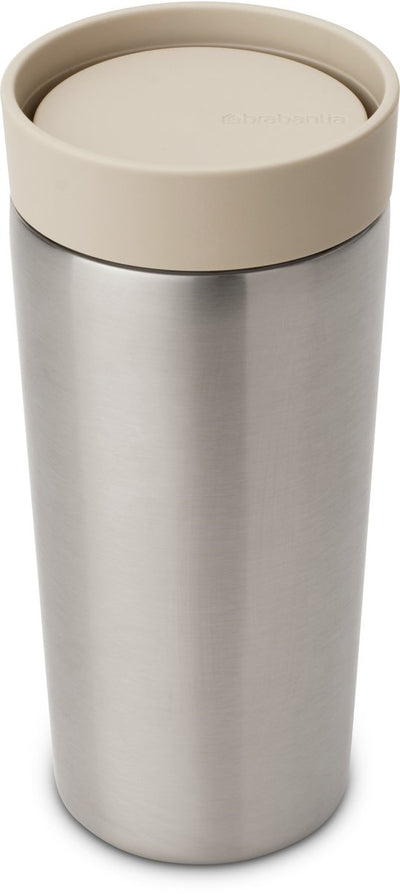 Brabantia Make Take Thermosbecher – Kaffeetasse zum Mitnehmen – 360 ml – sanftes Beige