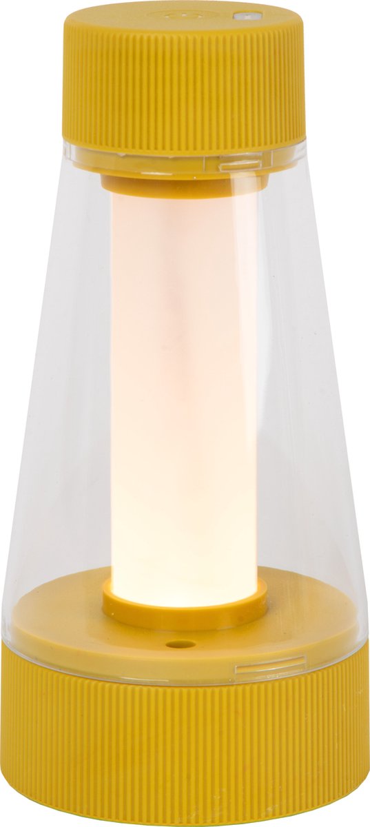 Lucide Lorali – wiederaufladbare Tischleuchte drinnen und draußen – wiederaufladbarer Akku – ø 7,7 cm – LED dimmbar – 1x1,2 W 2600 K 3000 K – IP44 – Ockergelb