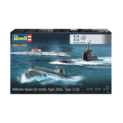 Revell-Modellbausatz - 70 Jahre Bundeswehr-Wilhelm Bauer, Typ 206a, Klasse 2 1:144 - 154-tlg.