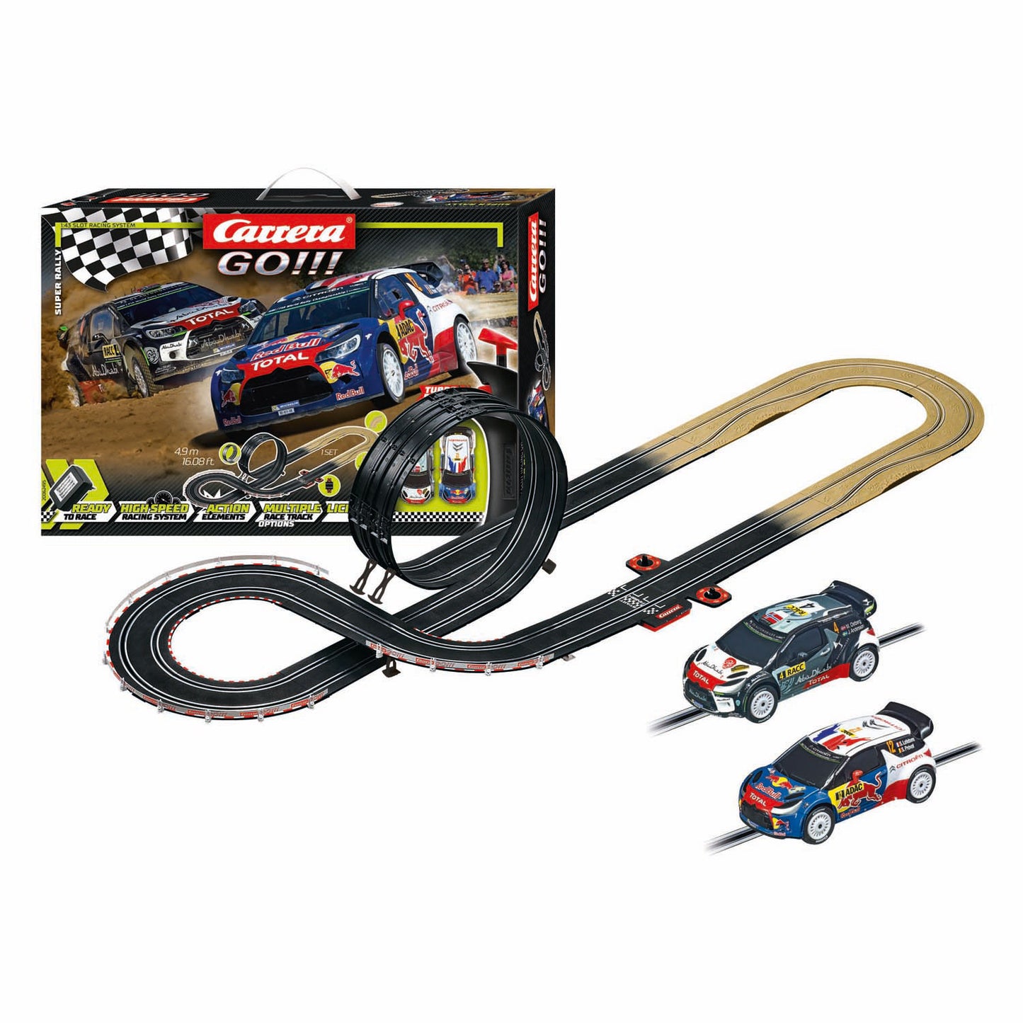 Carrera los!!! Super-Rallye - Rennstrecke mit 2 Autos - 1:43