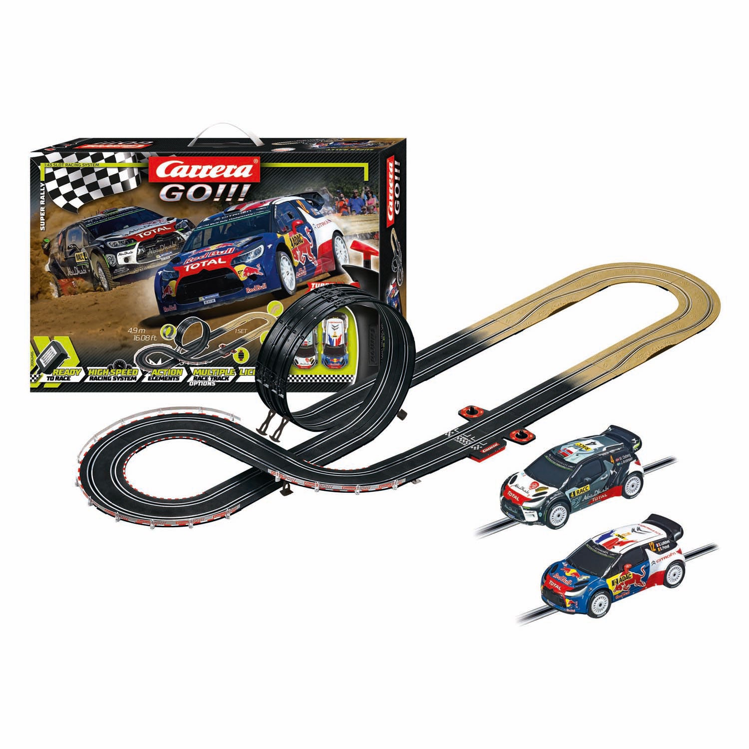 Carrera los!!! Super-Rallye - Rennstrecke mit 2 Autos - 1:43