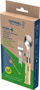 Opinel Picnic Plus Reisebesteck – 4-teilig – Edelstahl Buchenholz – Taschenmesser